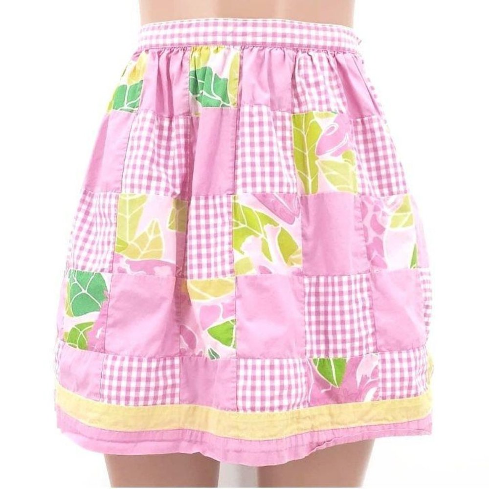 Lilly Pulitzer Pink Patchwork Gingham Mini Skirt